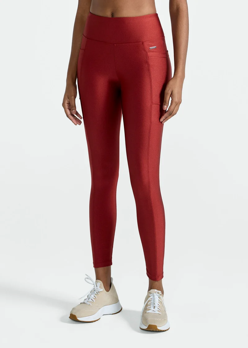 Calça Legging Mulher Bolsos Brilho