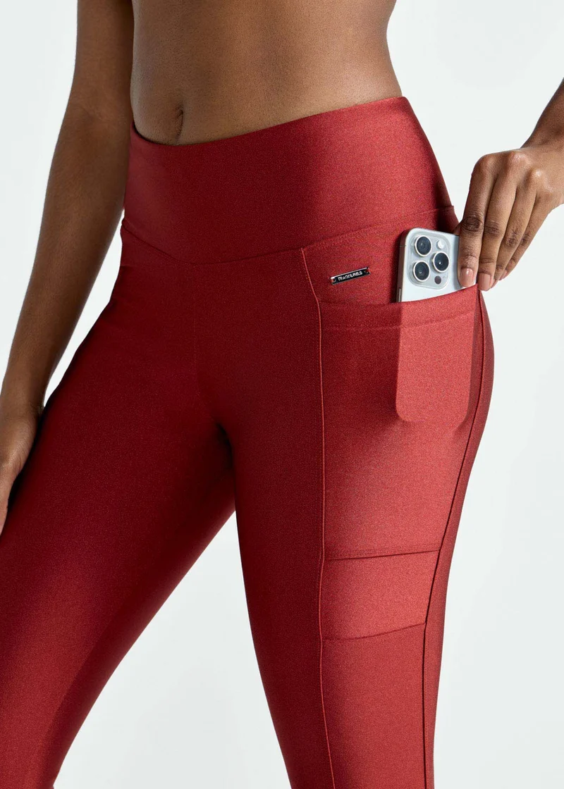 Calça Legging Mulher Bolsos Brilho