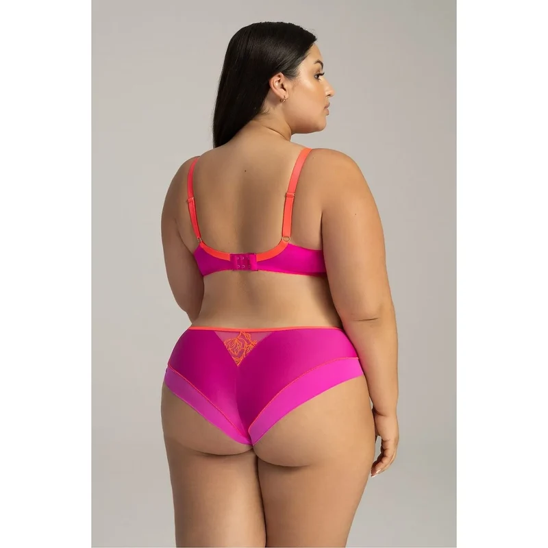 Ensemble lingerie floral dentelle soutien-gorge culottes brésiliennes ajustables rose orange taille grande femmes rondes