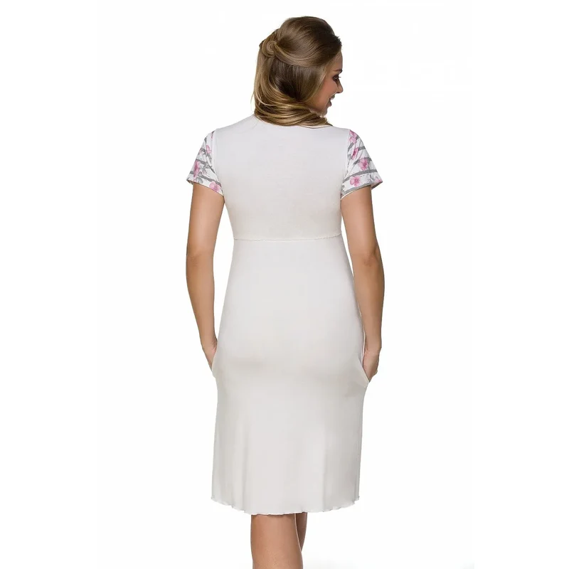 Chemise de nuit élégante pour femme enceinte et allaitante manches courtes descente genou Lupo Line 155387 maternité confort