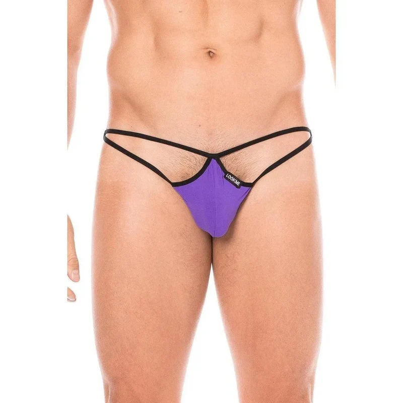 Mini string violet homme sexy multiple ficelles poche goutte maintien confortable sensuel séducteur polyamide 80 élasthanne 20 collection lingerie