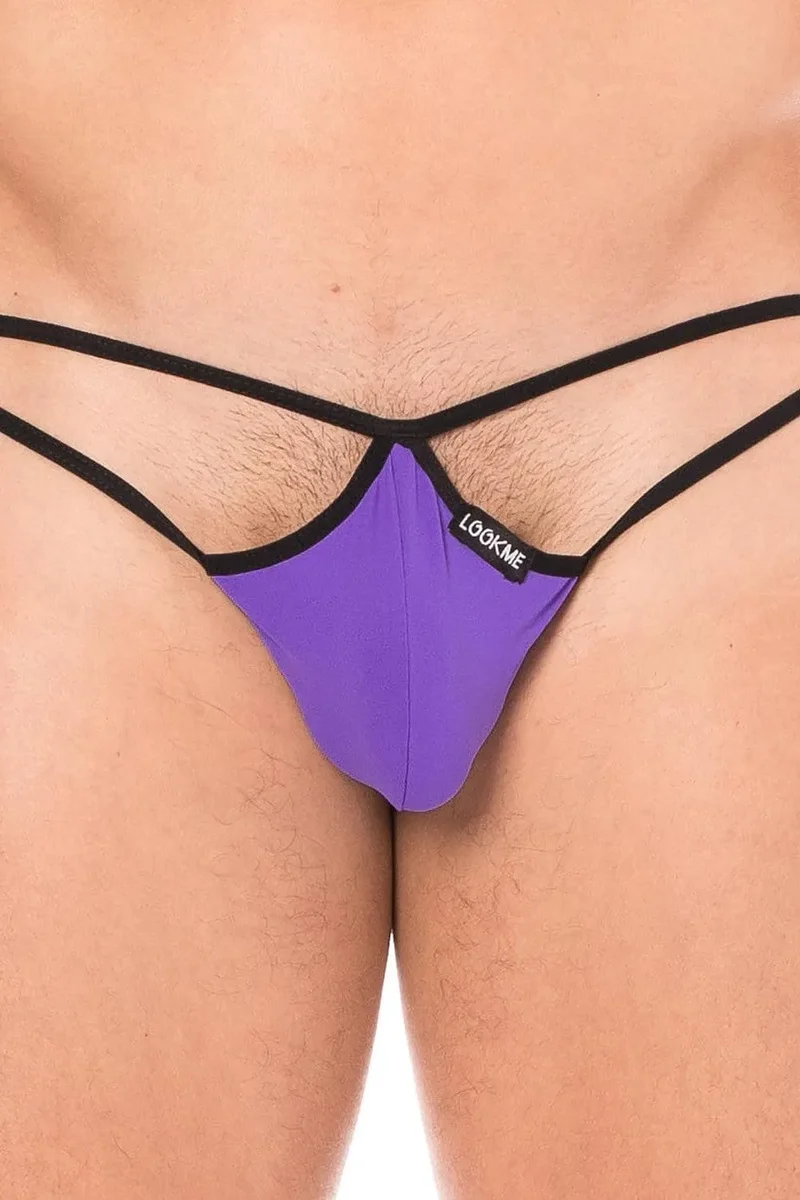 Mini string violet homme sexy multiple ficelles poche goutte maintien confortable sensuel séducteur polyamide 80 élasthanne 20 collection lingerie