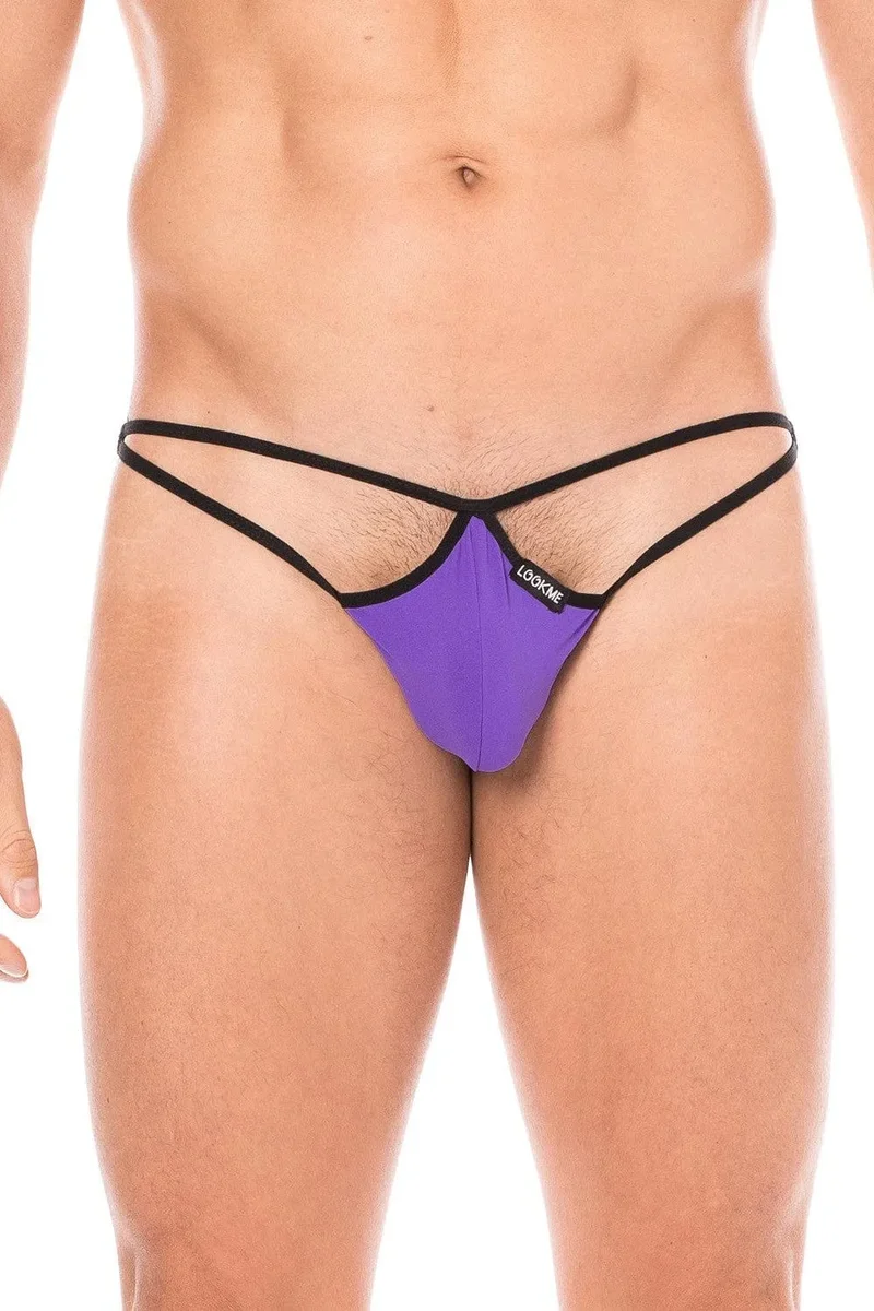 Mini string violet homme sexy multiple ficelles poche goutte maintien confortable sensuel séducteur polyamide 80 élasthanne 20 collection lingerie