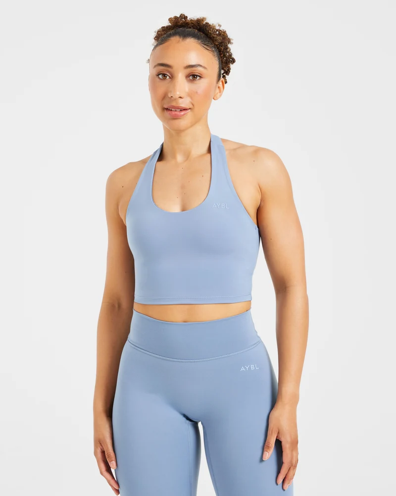 Staple Halterneck Crop Top - Slate Bleu