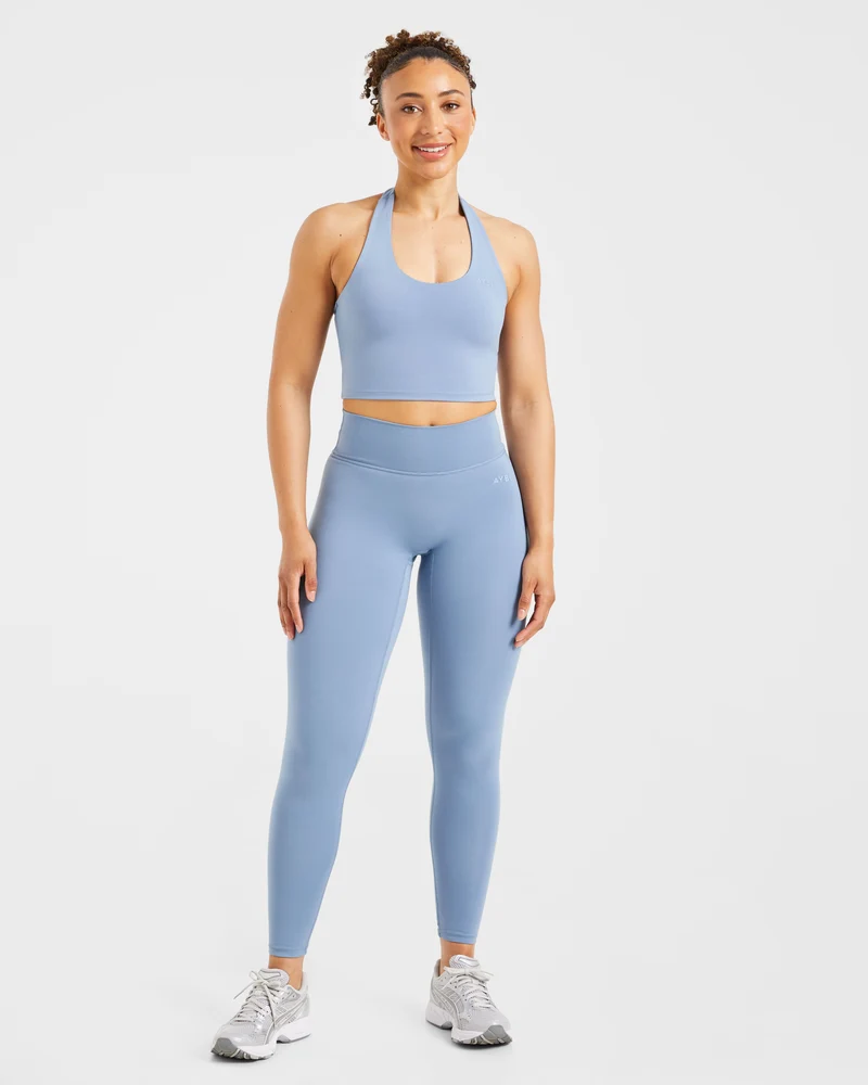 Staple Halterneck Crop Top - Slate Bleu