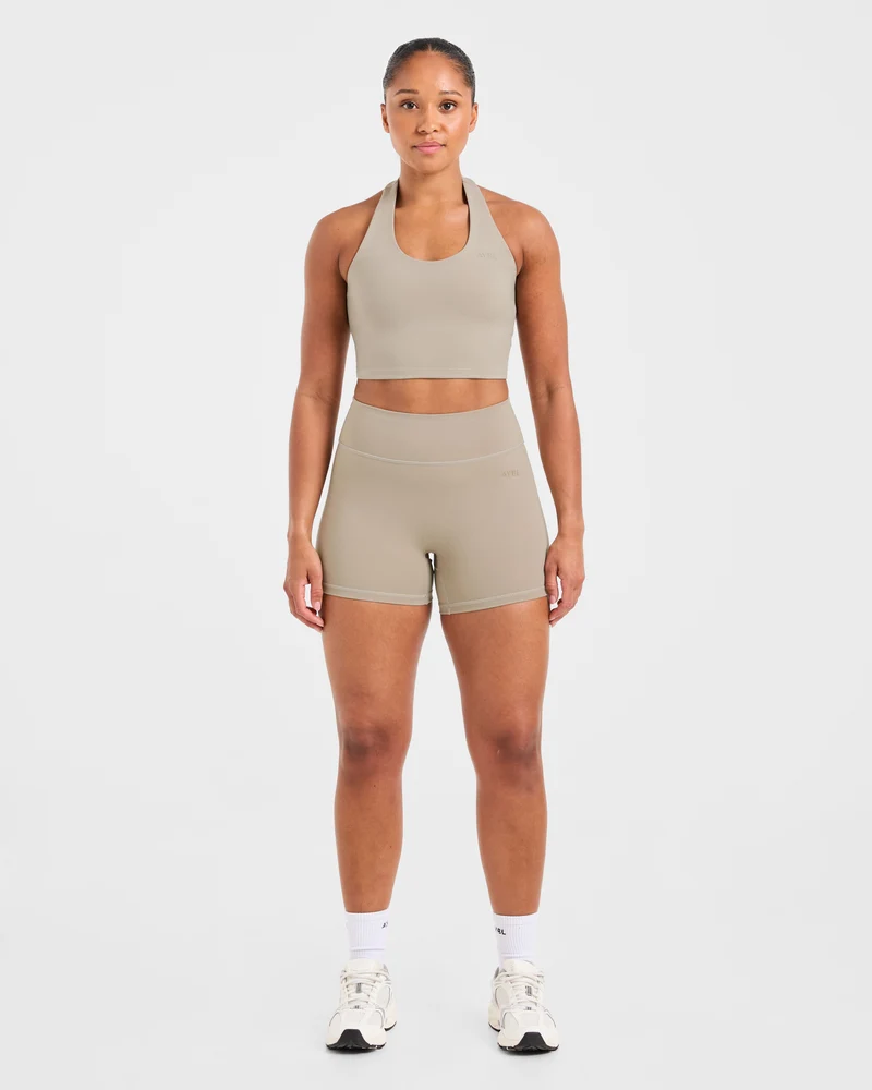 Staple Halterneck Crop Top - Muted Taupe
