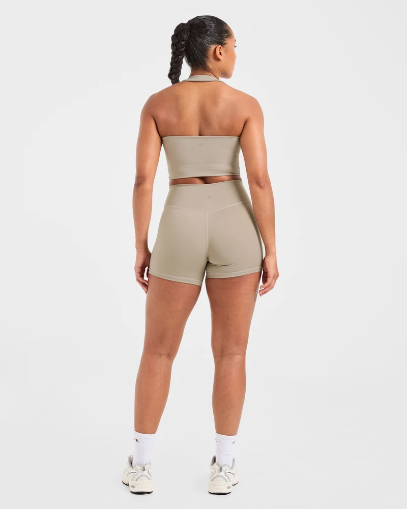 Staple Halterneck Crop Top - Muted Taupe