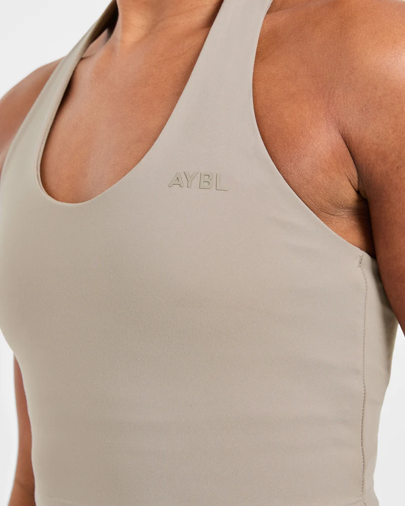 Staple Halterneck Crop Top - Muted Taupe