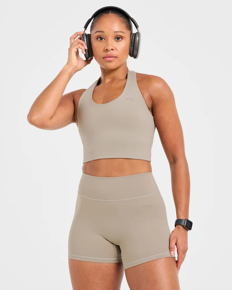 Staple Halterneck Crop Top - Muted Taupe