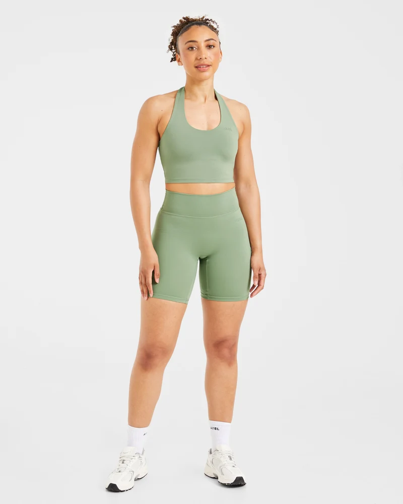 Staple Halterneck Crop Top - Olive Vert