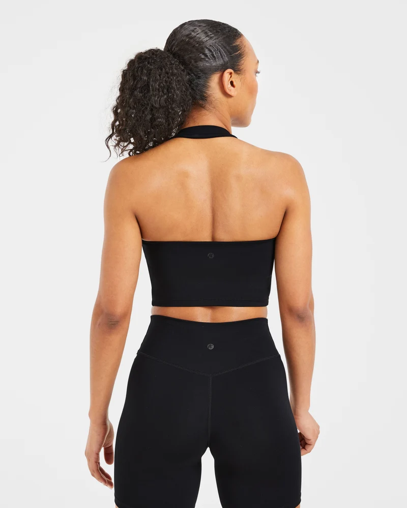 Staple Halterneck Crop Top - Noir
