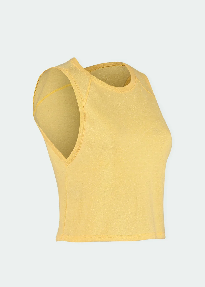 T-Shirt Sem Manga Mulher Cropped