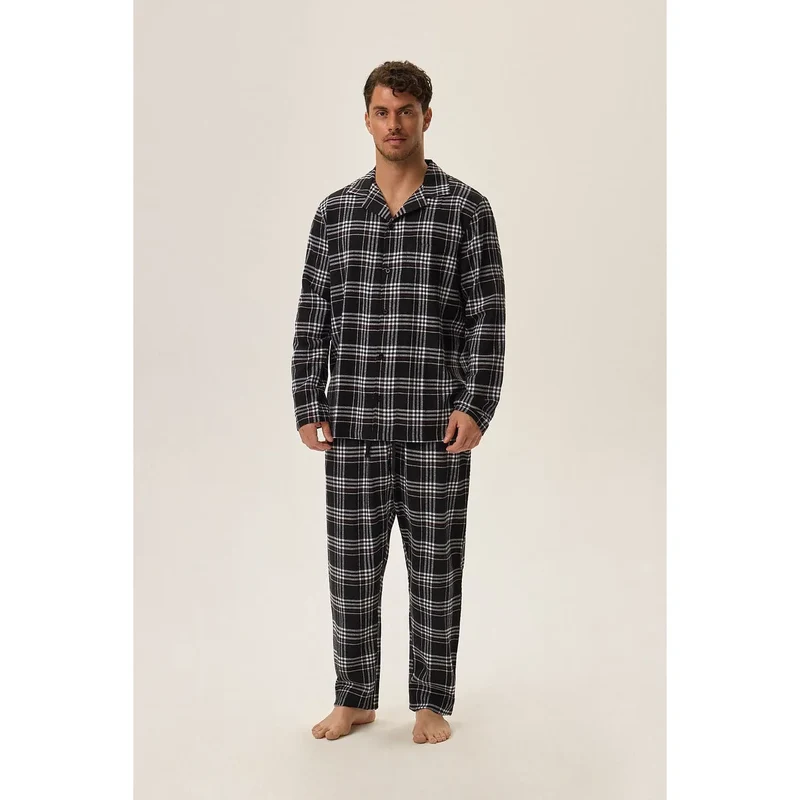 Pyjama homme confortable en coton 100% style classique motif carreaux large poitrine hanches M L Taille standard nuit détente intimité