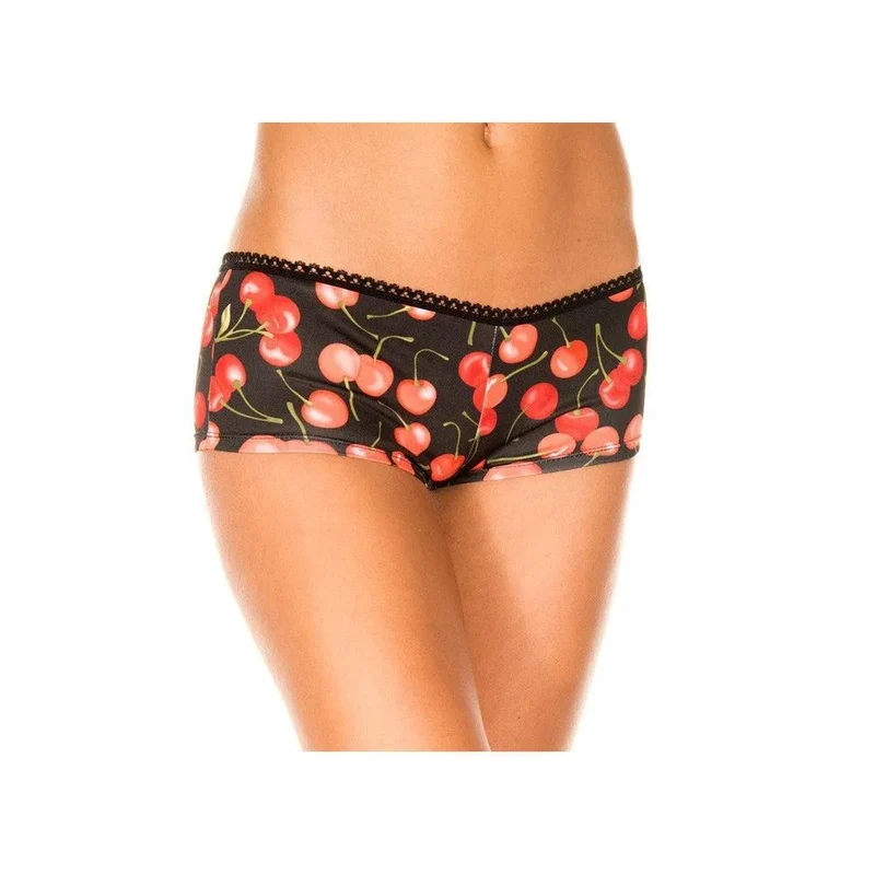 short lingerie imprimé cerises rétro coloré ludique féminine douce respirante élastique ajustable lavable résistant tailles multiples cadeau charmant