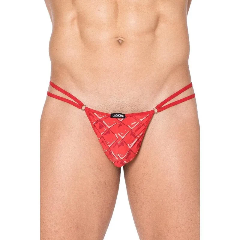 mini string rouge double ficelles imprimé losanges confortable polyamide élasthanne coupe design sexy audacieux chic séduisant taille basse