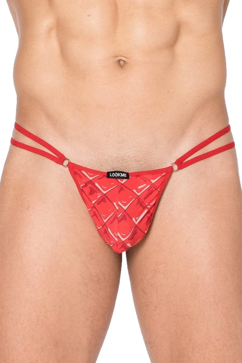 mini string rouge double ficelles imprimé losanges confortable polyamide élasthanne coupe design sexy audacieux chic séduisant taille basse