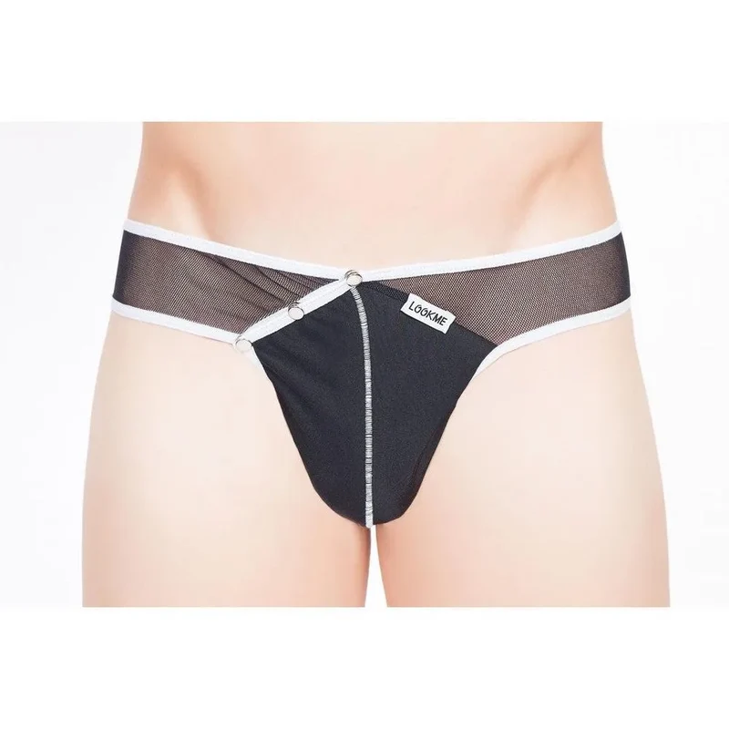 Lingerie bimatière bicolore string élégante confortable douce sexy moderne fausse fermeture éclair trois pressions polyamide élasthanne élastique ajustable raffinée