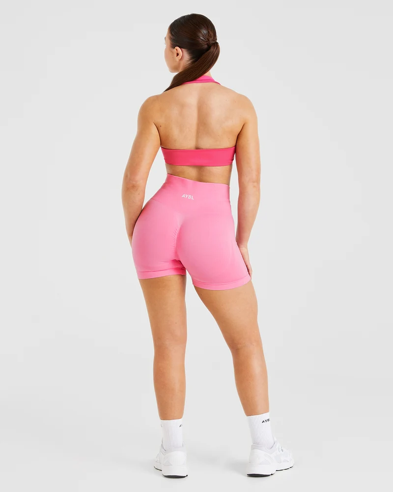 Essential Halterneck Sports Bra - Hot Rose