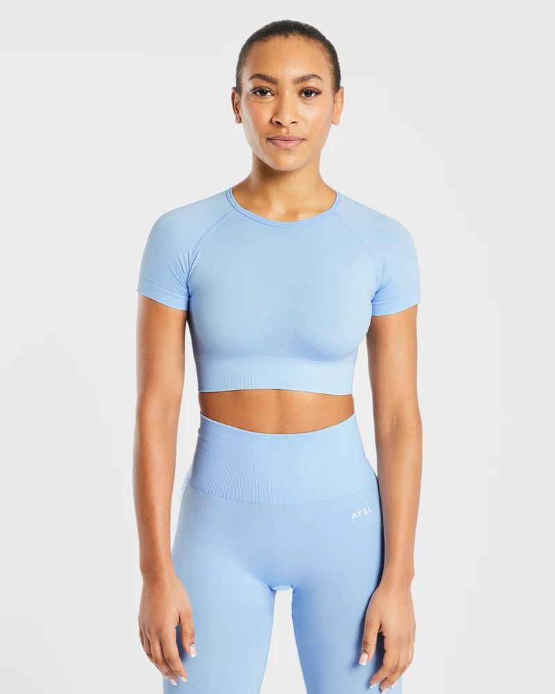 Empower Seamless Crop Top - Sky Bleu