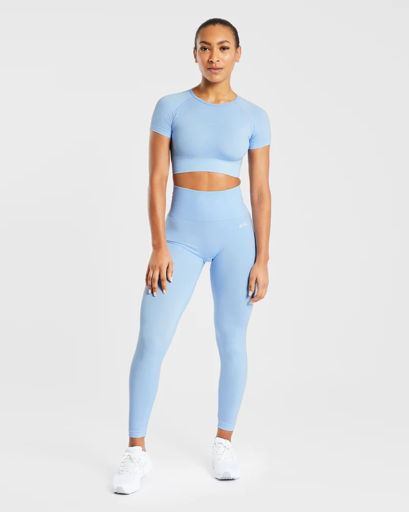 Empower Seamless Crop Top - Sky Bleu