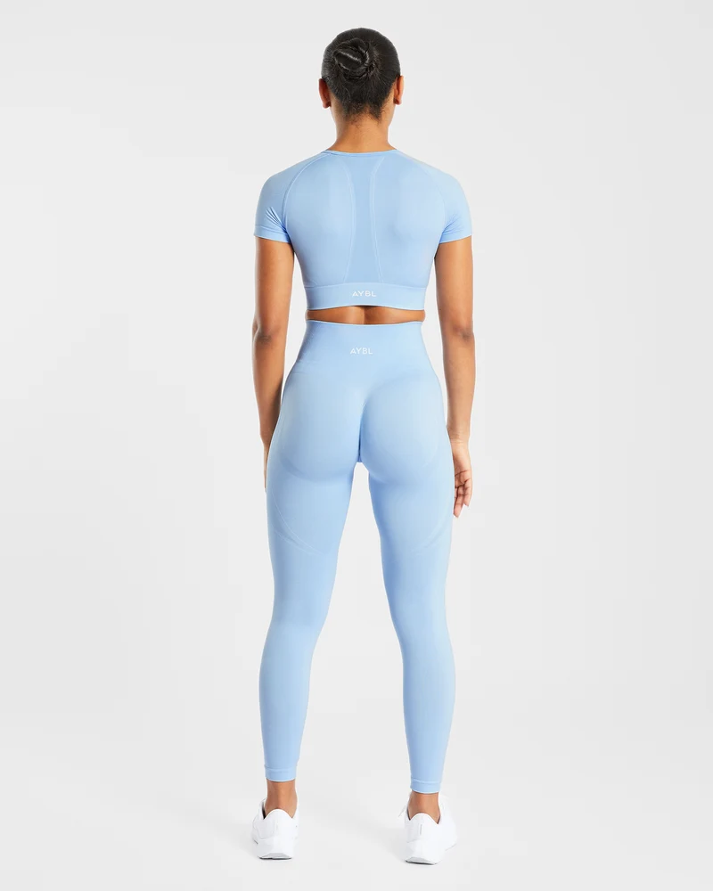 Empower Seamless Crop Top - Sky Bleu