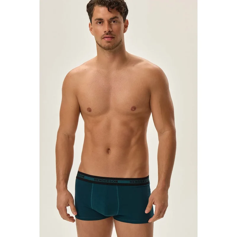 ensemble boxers hommes lot deux paires orange bleu coupe ajustée ceinture élastique noire logo Henderson coton extensible respirant douceur