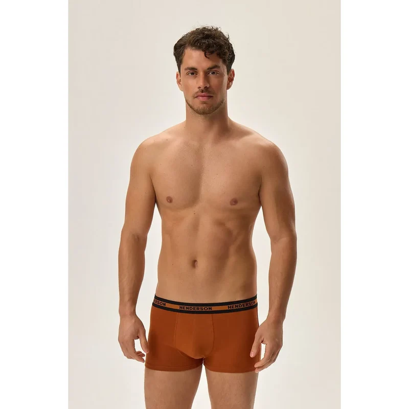 ensemble boxers hommes lot deux paires orange bleu coupe ajustée ceinture élastique noire logo Henderson coton extensible respirant douceur