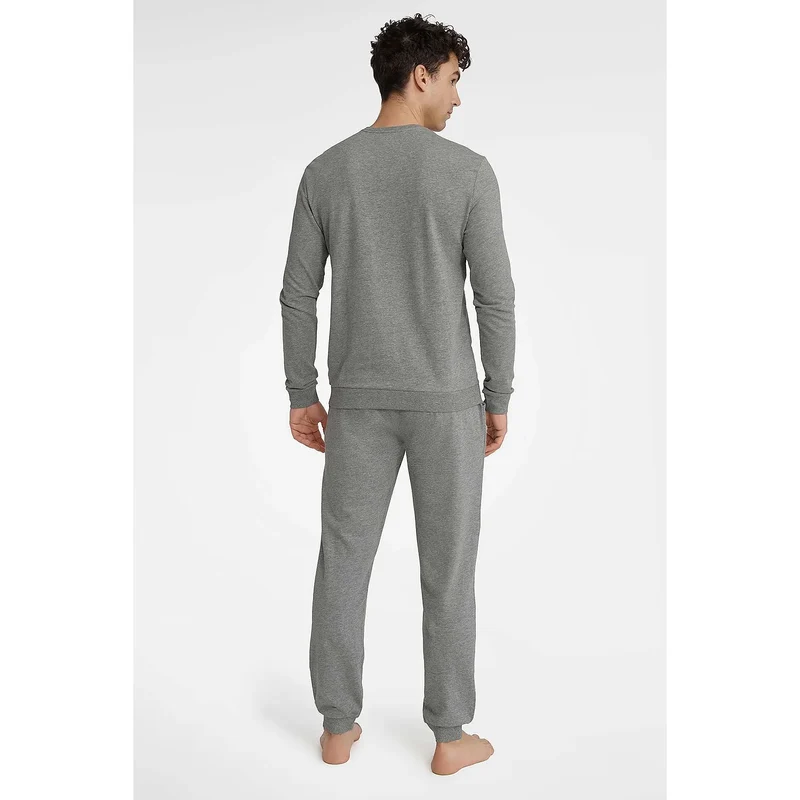 Pyjama homme confortable en coton viscose Henderson design moderne pantalon élastique col rond manches longues détente intime couple