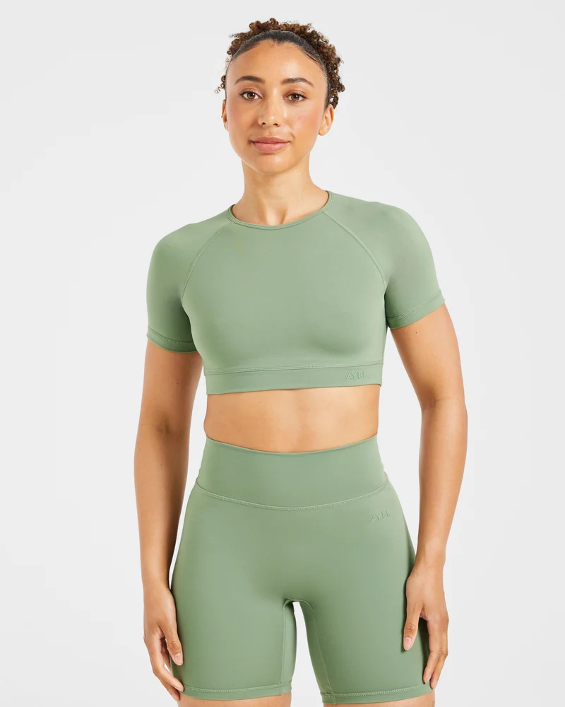 Staple Crop Top - Olive Vert