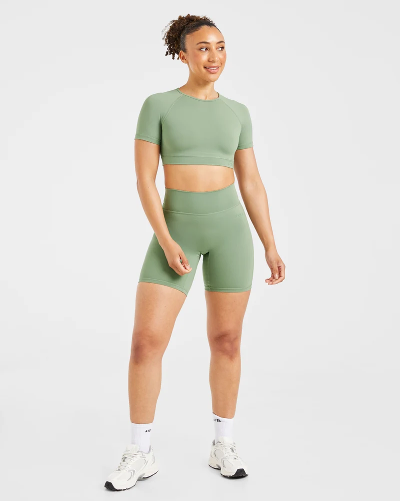 Staple Crop Top - Olive Vert