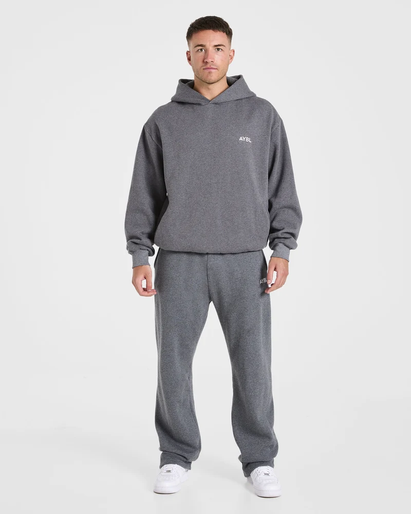 Essential Oversized Straight Leg Joggers - Charcoal Marl