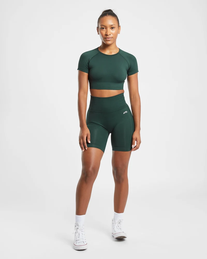Empower Seamless Crop Top - Dark Vert
