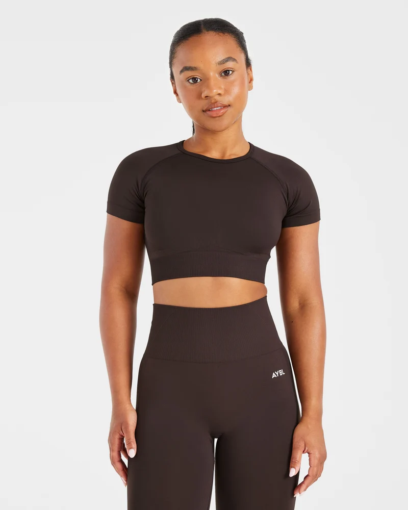 Empower Seamless Crop Top - Cocoa Marron