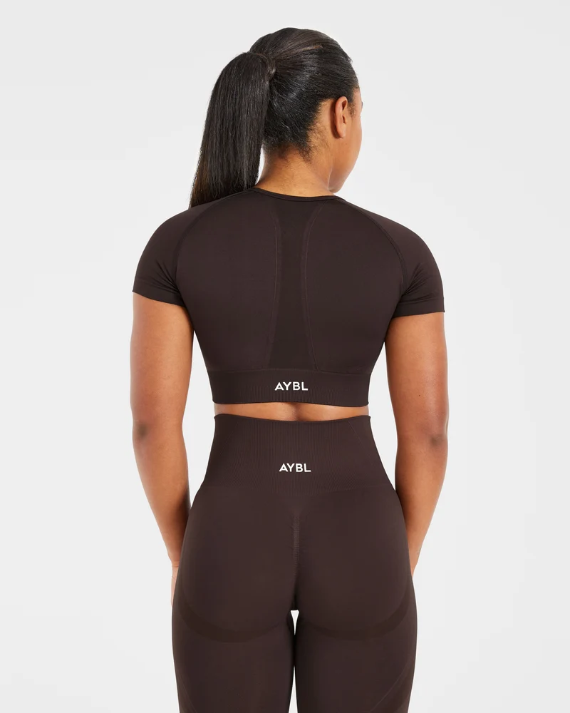 Empower Seamless Crop Top - Cocoa Marron