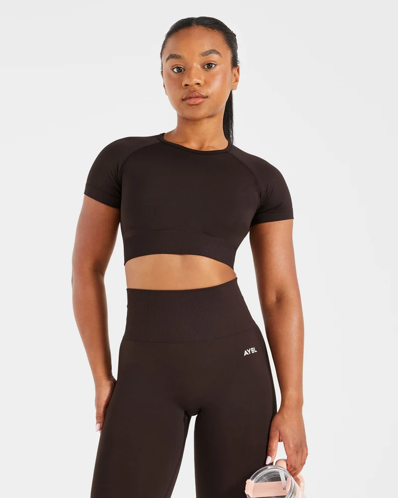 Empower Seamless Crop Top - Cocoa Marron