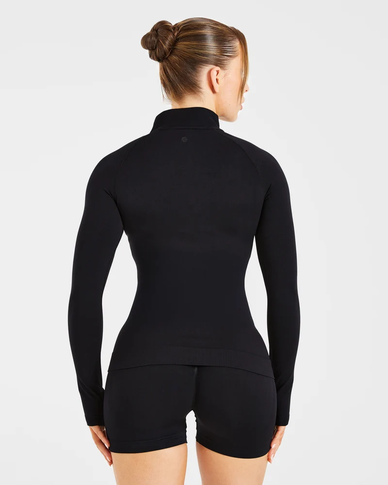Essential Seamless 1/2 Zip Pullover - Noir