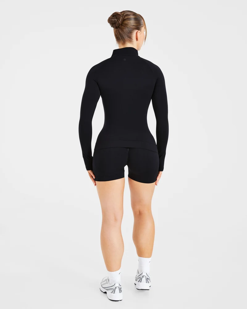Essential Seamless 1/2 Zip Pullover - Noir