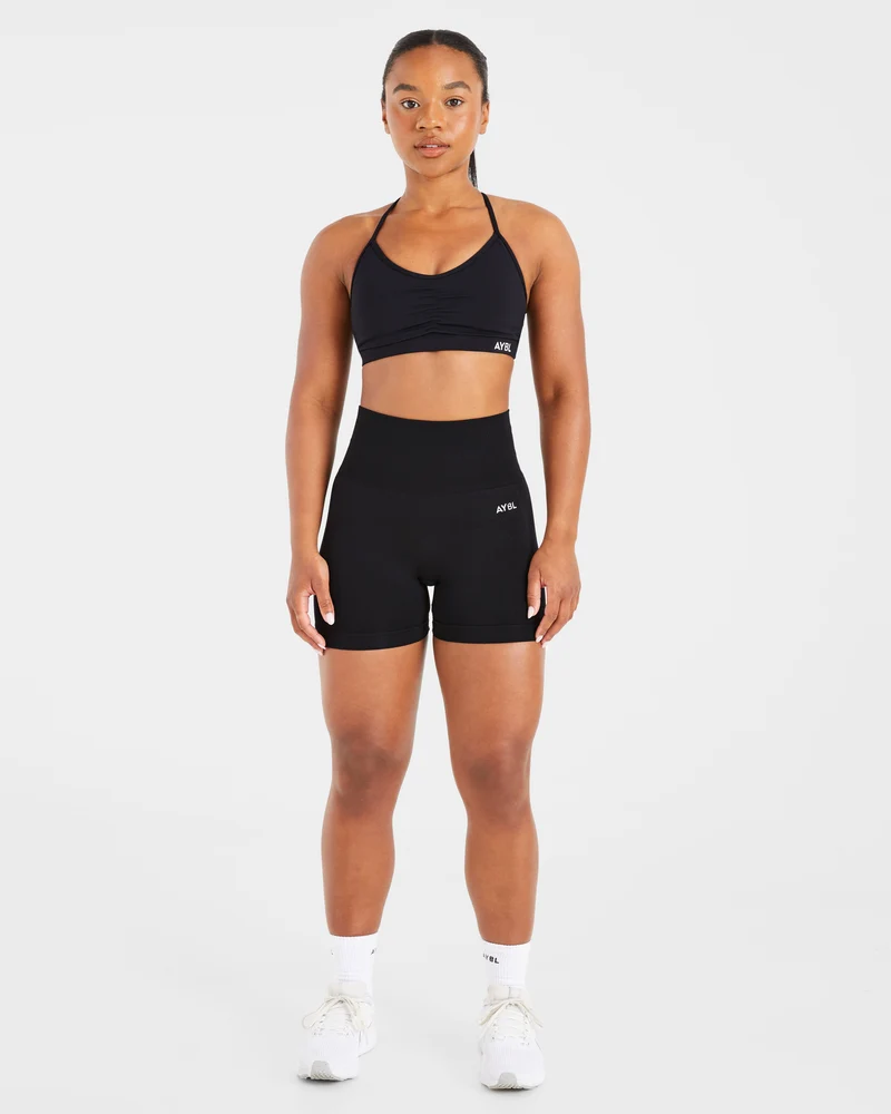 Essential Ruched Sports Bra - Noir