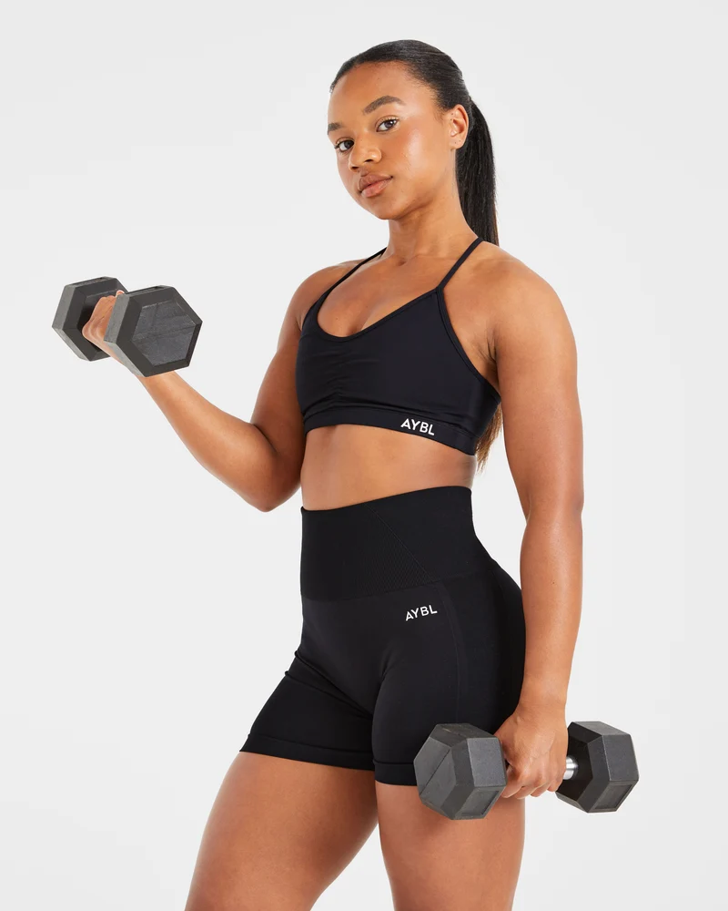 Essential Ruched Sports Bra - Noir
