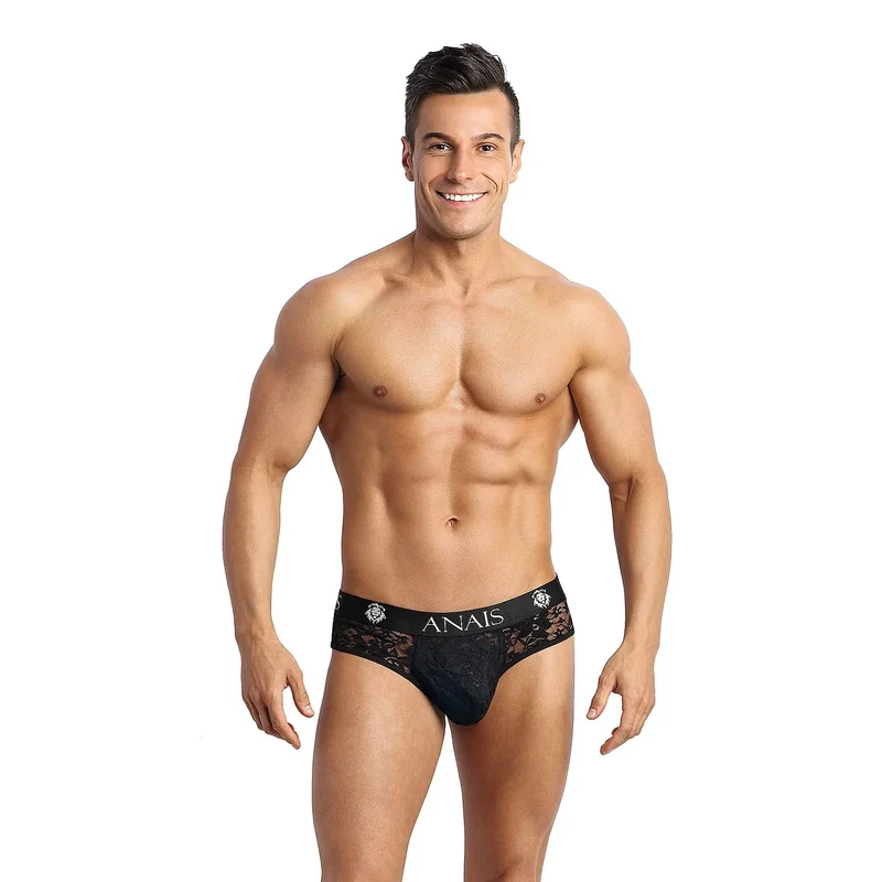 slip masculin anais dentelle côtés élasthanne polyamide noir élégant sexy ajusté coupe maintien optimal ceinture élastique logo anais confortable raffiné