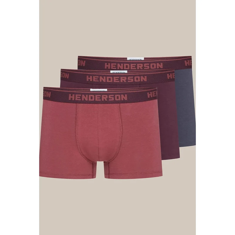 ensemble boxers masculins ajustés coton élasthanne ceinture élastique renforcée maintien visible logo HENDERSON coutures renforcées durable confortable élégant rouge bleu
