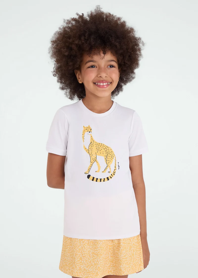 T-Shirt Infantil Menina Manga Curta Thermodry Oncinha