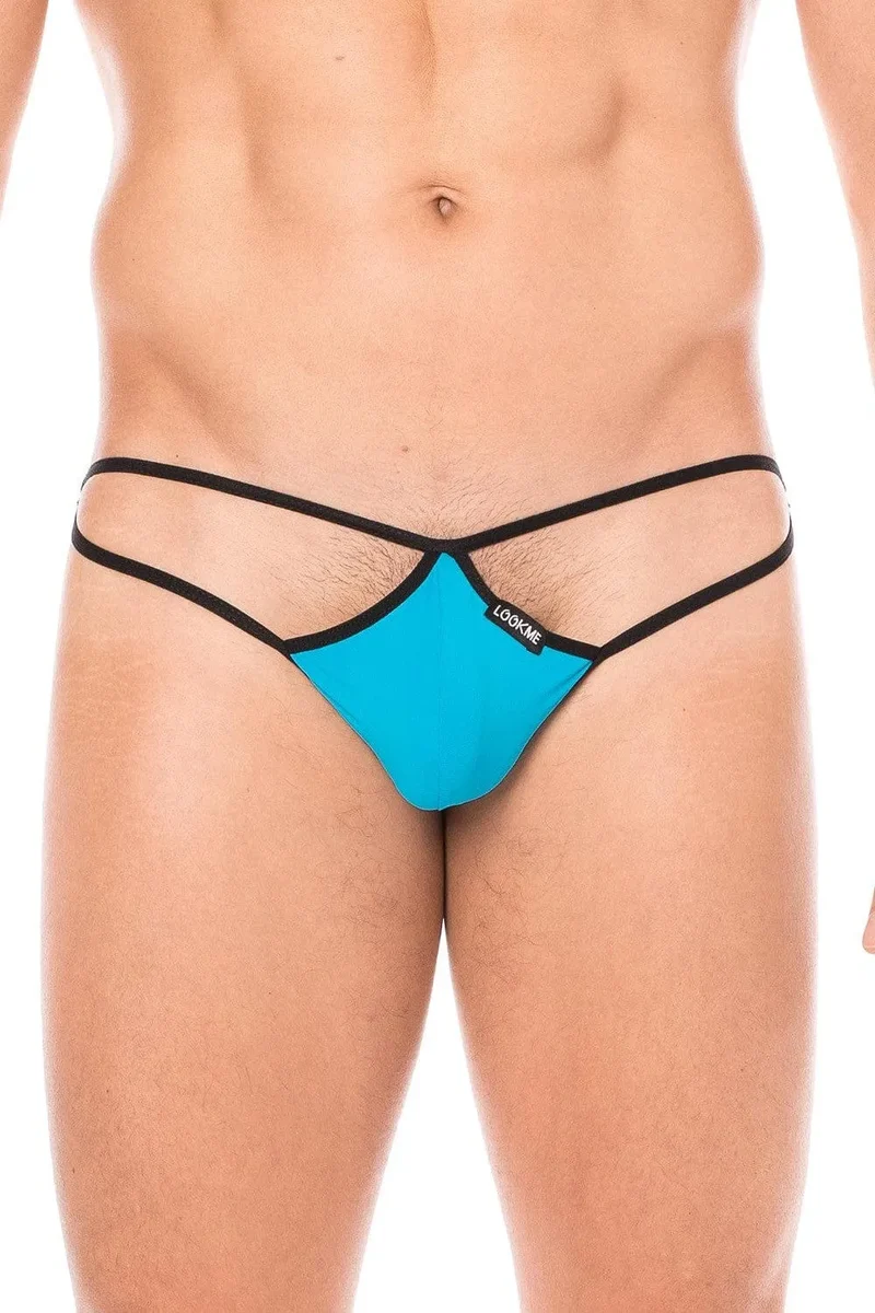 String Homme Bleu Mini Ficelles Multiples Poche Maintien Forme Goutte Confortable Sexy Sensualité Doux Polyamide Élasthanne