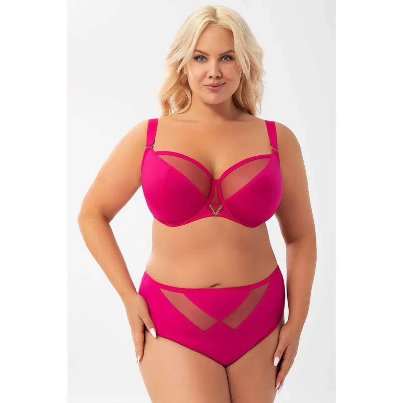 Soutien-gorge lingerie élégant Gorsenia soft model 216141 sans armatures tissu satin tulle rose vif bretelles ajustables