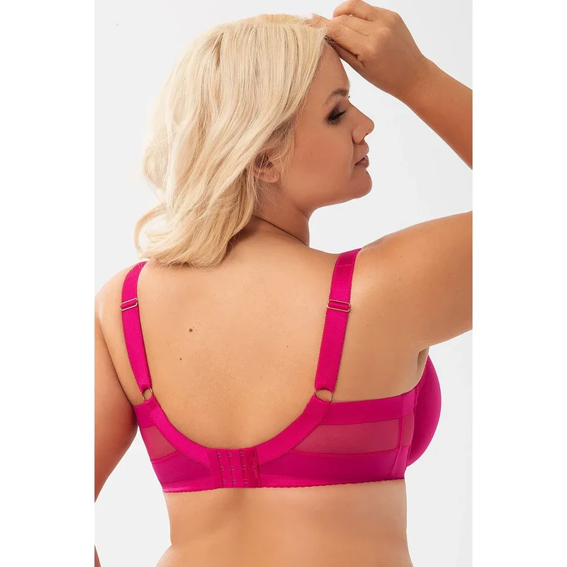 Soutien-gorge lingerie élégant Gorsenia soft model 216141 sans armatures tissu satin tulle rose vif bretelles ajustables
