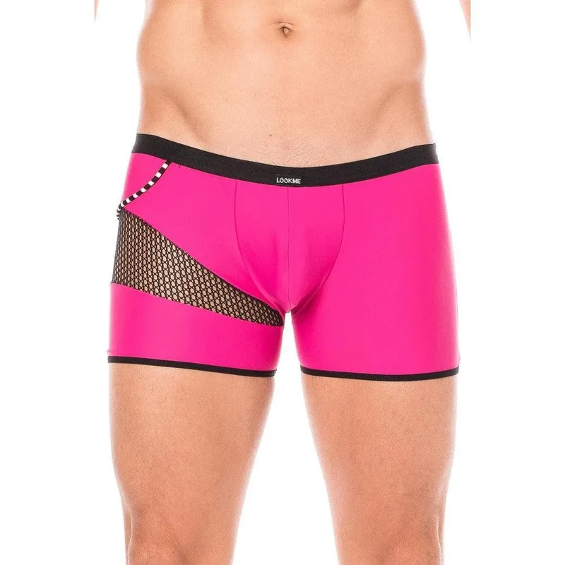 boxer magenta sexy design branché polyamide elasthanne extensible moulant confortable respirant filet résille cordelette latérale opacité collection urban homme