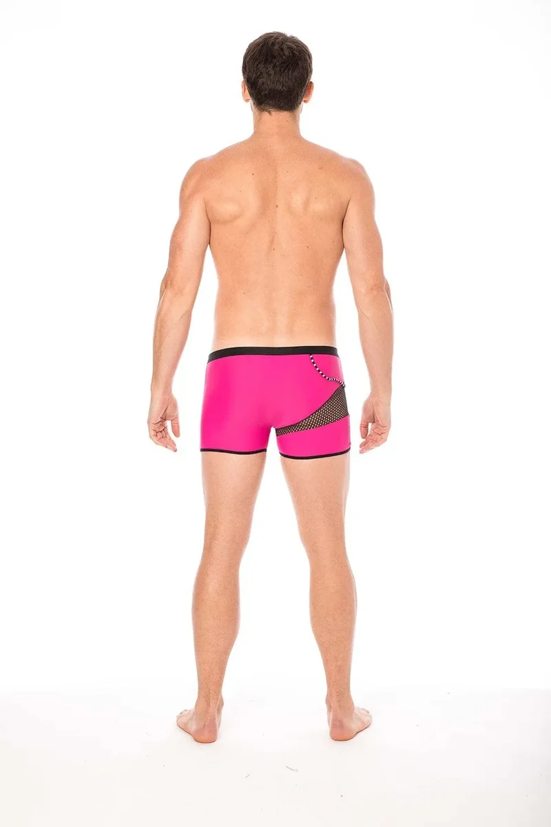 boxer magenta sexy design branché polyamide elasthanne extensible moulant confortable respirant filet résille cordelette latérale opacité collection urban homme