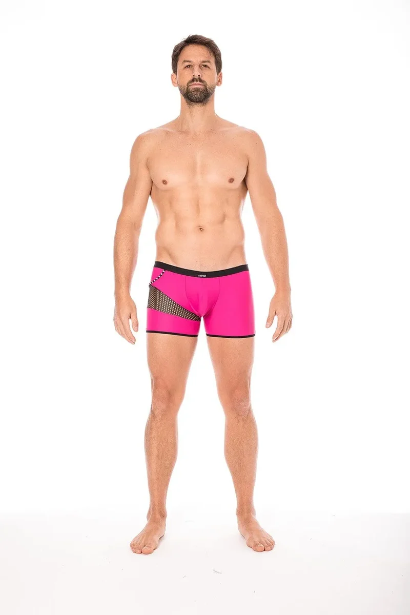 boxer magenta sexy design branché polyamide elasthanne extensible moulant confortable respirant filet résille cordelette latérale opacité collection urban homme