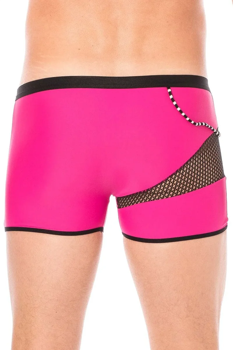 boxer magenta sexy design branché polyamide elasthanne extensible moulant confortable respirant filet résille cordelette latérale opacité collection urban homme