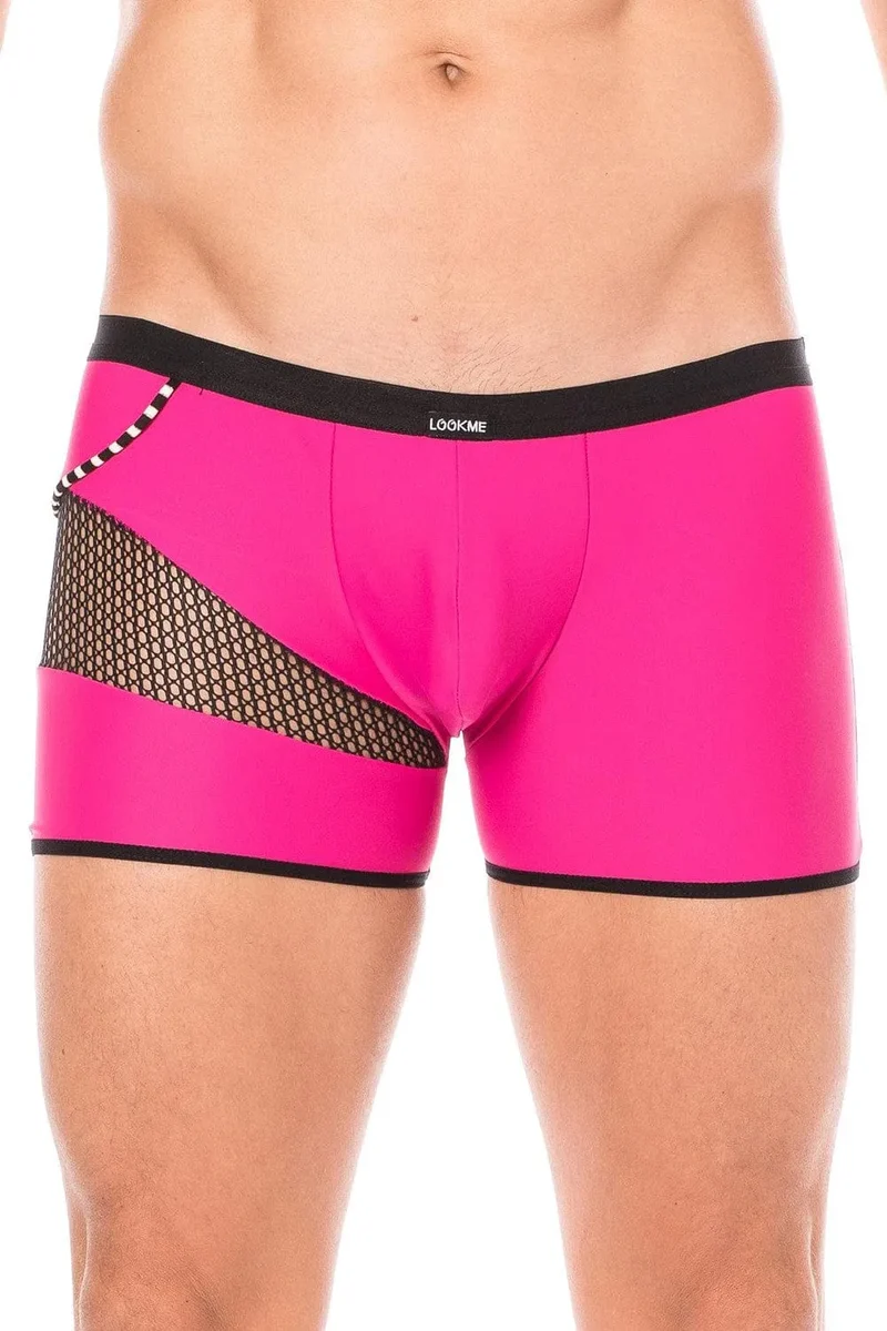 boxer magenta sexy design branché polyamide elasthanne extensible moulant confortable respirant filet résille cordelette latérale opacité collection urban homme